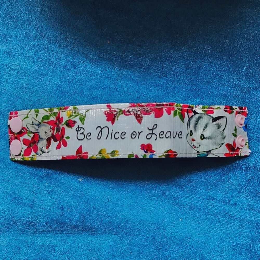 Adorable vintage recycled bag snap braclet